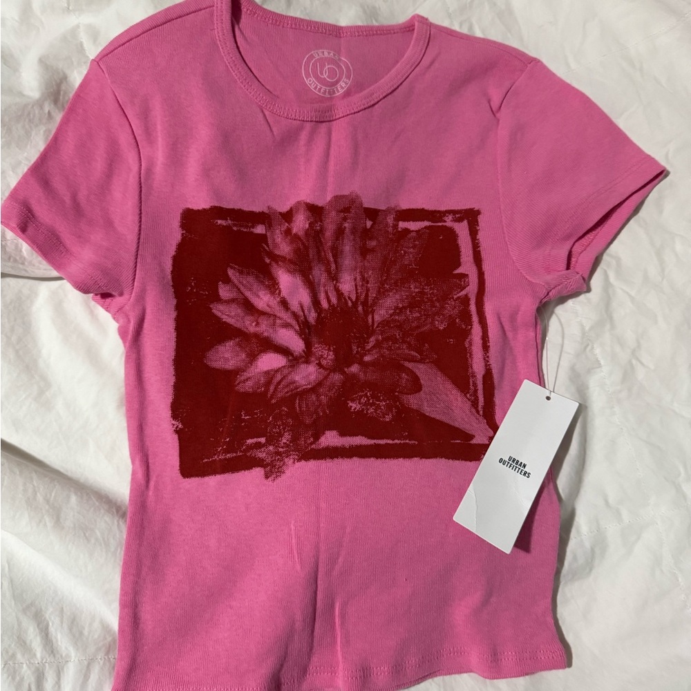 Urban Outfitters Pink Floral Graphic Tee